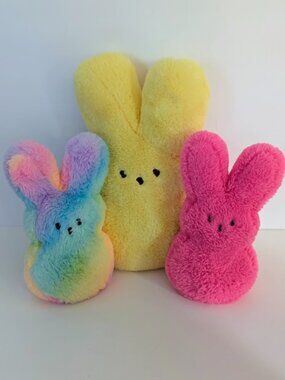 Peeps Easter Bunny Bean Bag Plush Stuffed Animal Toys Bundle Lot of 3